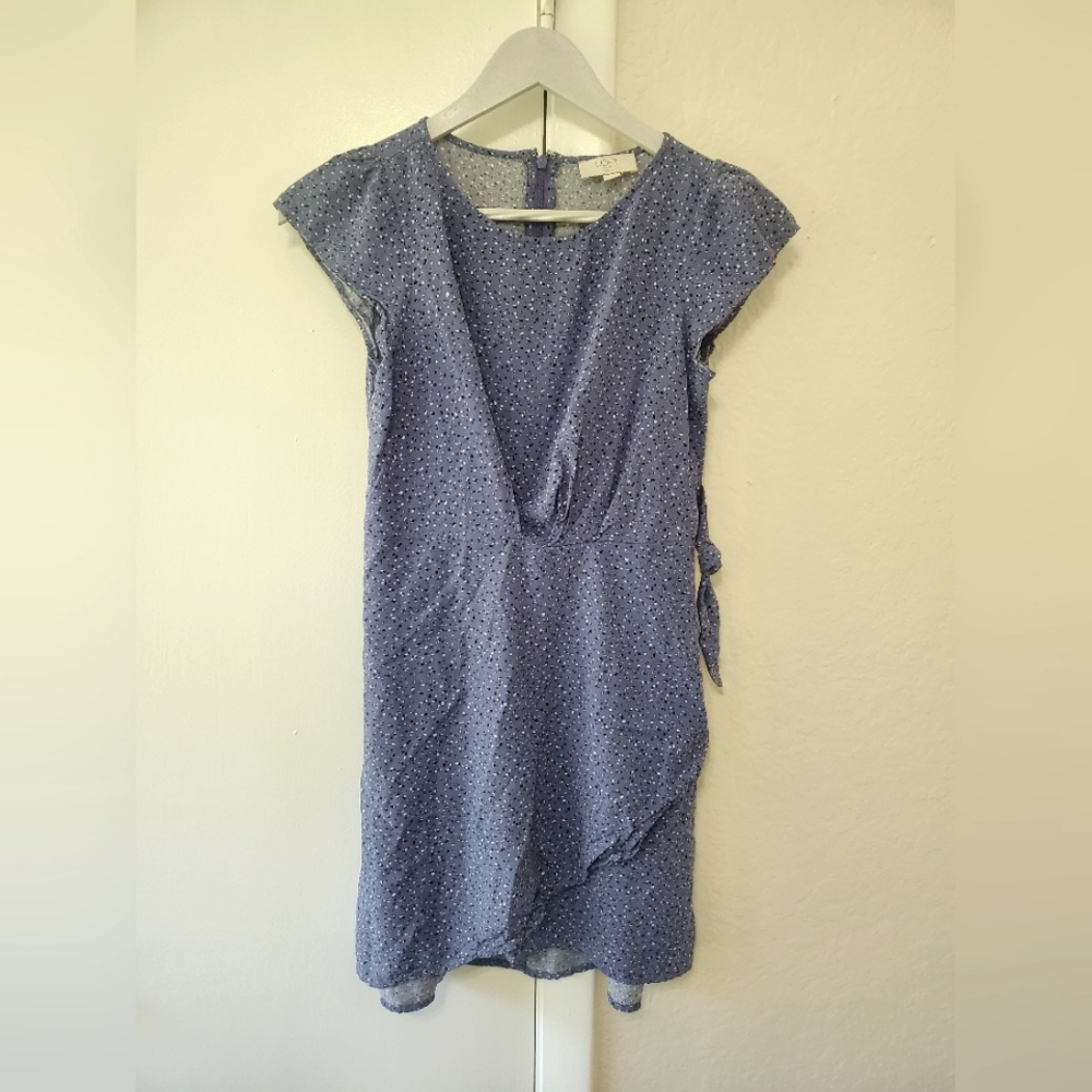 Loft Outlet XXS Petite Blue Faux Wrap Dress
